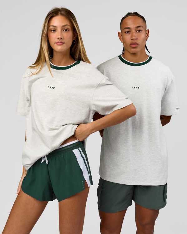 Be Here Now Heavyweight FLXCotton Tee Oversize - Silver Marl-Midnight Green