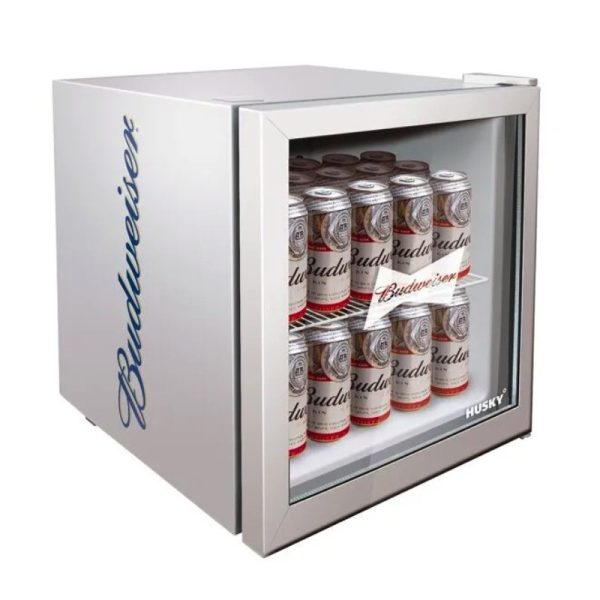 Budweiser Branded Glass Door Display Silver Mini Fridge Drinks Cooler