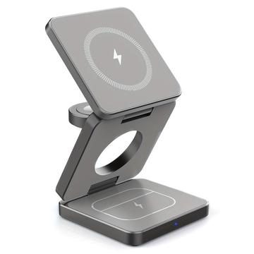 Pocket-Size 3-in-1 Foldable Magnetic Wireless Charger - Grey
