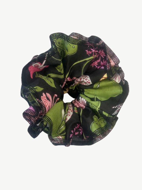 Organic Cotton floral black scrunchie - Azaria