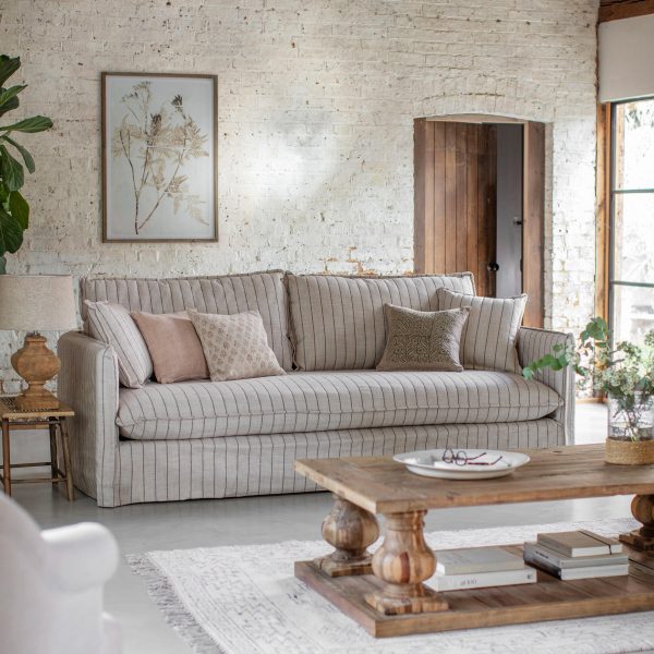 Aldbury 3-Seater Striped Tailored Sofa
