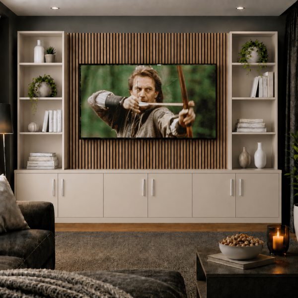 Southwell Smooth Media Wall Double Bookcase Unit