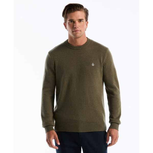 Lambswool Crew Neck Sweater In Dusty Olive
