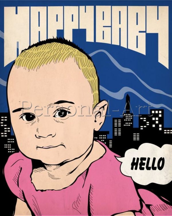 Roy Lichtenstein's Style Portrait – Town by Night