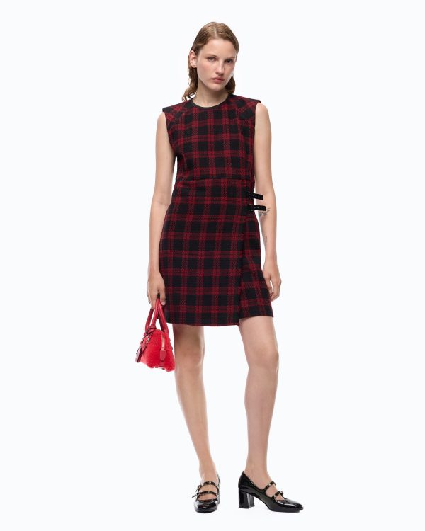 Check mini dress, Multicolor Black-Red