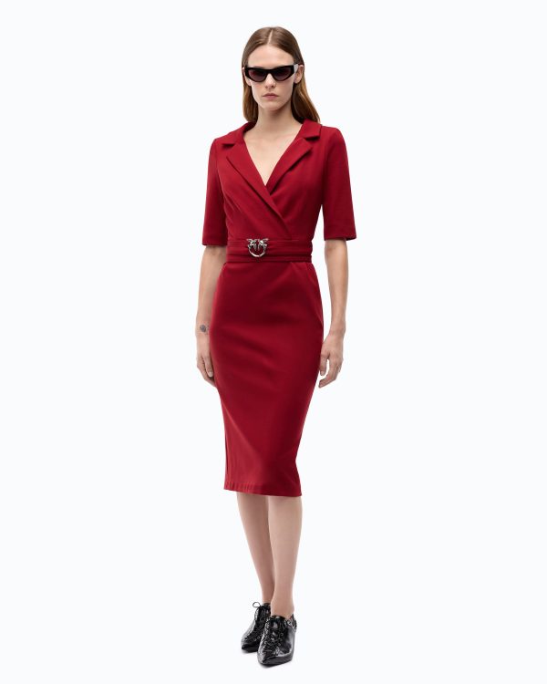 Slim-fit dress with Love Birds belt, Red