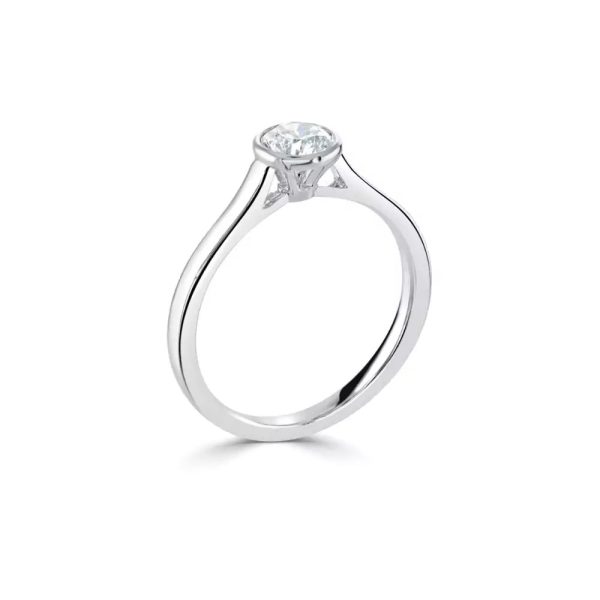 Platinum Rubover Round Brilliant 0.50ct Diamond Ring
