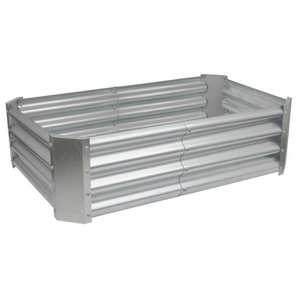 Silver 120cm x 60cm Rectangular Steel Raised Garden Bed