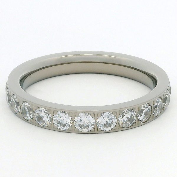 3mm White Gold Full Glitz Eternity Ring | Cubic Zirconia Stacking Ring