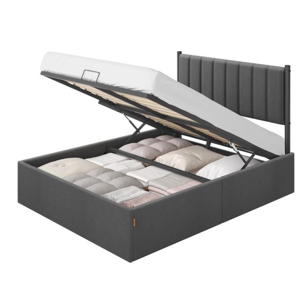 VASAGLE Double bed frame with lift up storage and easy assembly