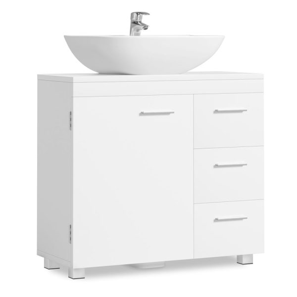 VASAGLE Under-Sink Bathroom Cabinet, 30 x 70 x 64 cm, Cloud White