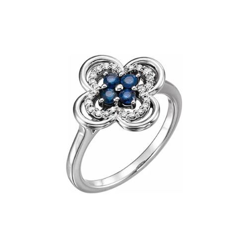 Autiana Blue Sapphire Floral Engagement Ring