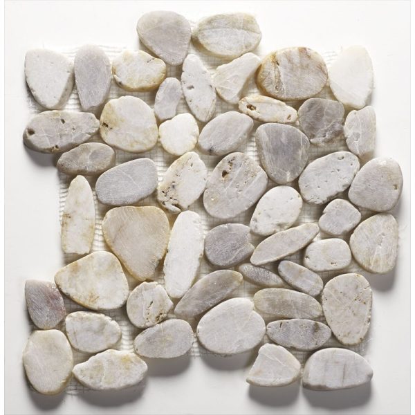 Natural Stone V Streamstone White Flat Cut Pebble Mosaic (30x30cm)