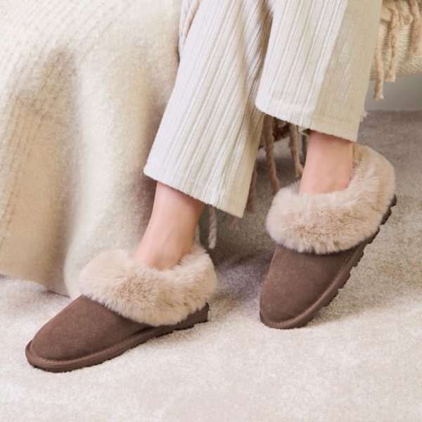 Isotoner Ladies Suede Bootie With Fur Cuff