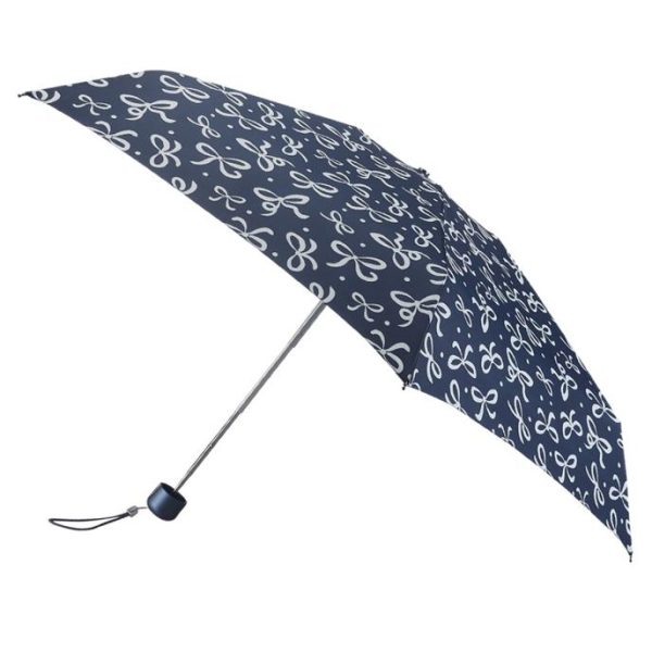 totes XTRA Strong Mini Navy With Cream Bows Print Umbrella
