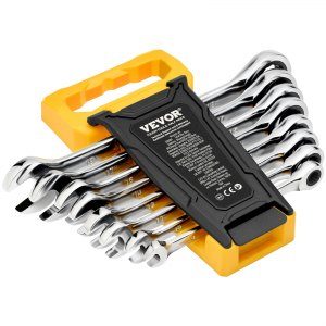 VEVOR Combination Wrench Set, 8-Piece Ratcheting Wrench Set with Organizer Rack