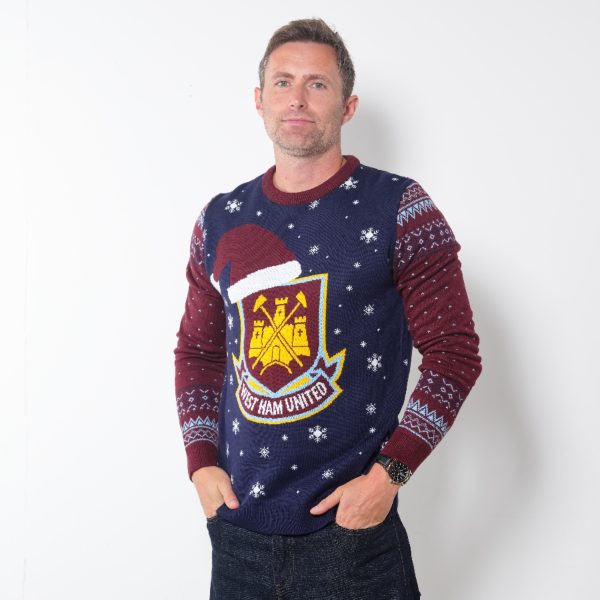 West Ham Adults Retro Crest Christmas Jumper
