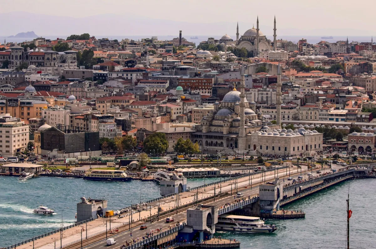 Istanbul's Golden Horn with the Galata Bridge, ferries and the New Mosque Istanbul's Golden Horn with the Galata Bridge, ferries and the New Mosque