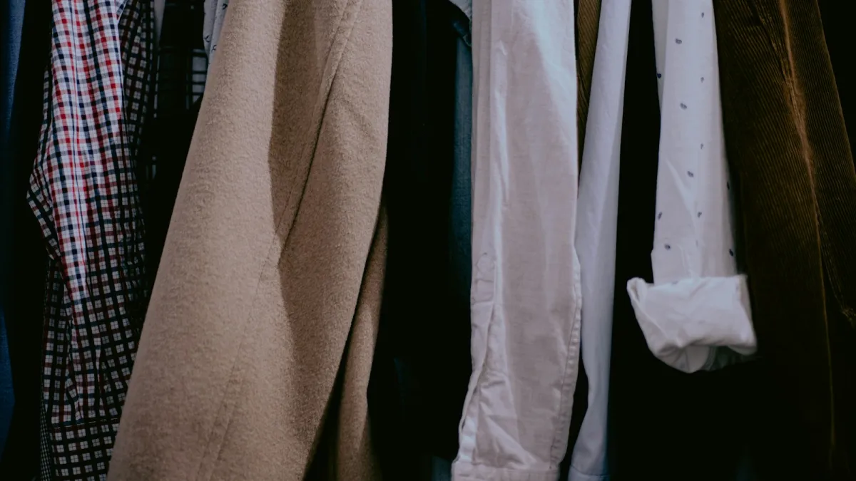 Clothes hanging on a rail