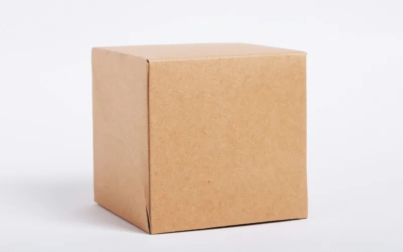 A plain brown cardboard box on a white background