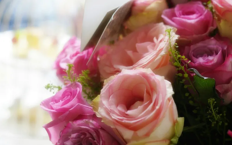 FLOWER.com: sending flowers to friends and family in the US A bouquet of pink roses on a table