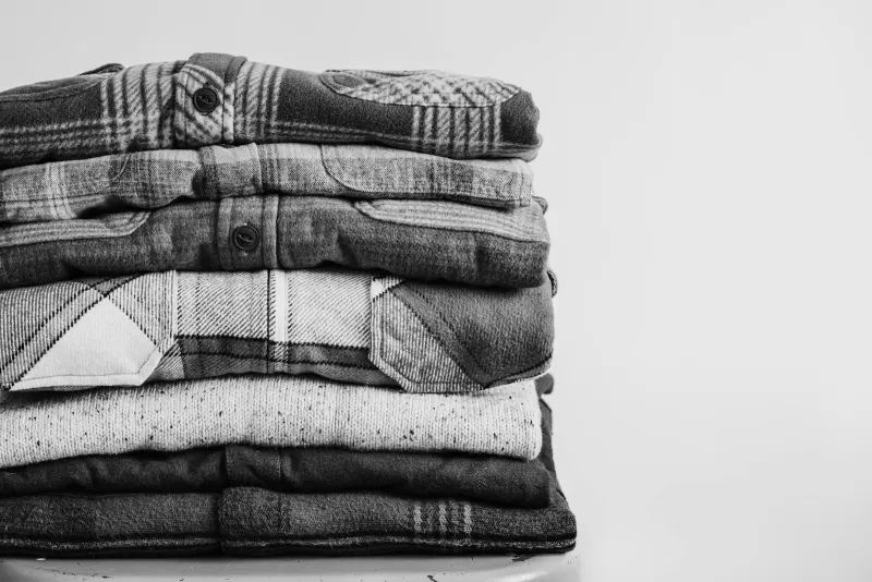 Maceoo: bold US menswear, from stretch shirts to blazers A stack of neatly folded men's shirts
