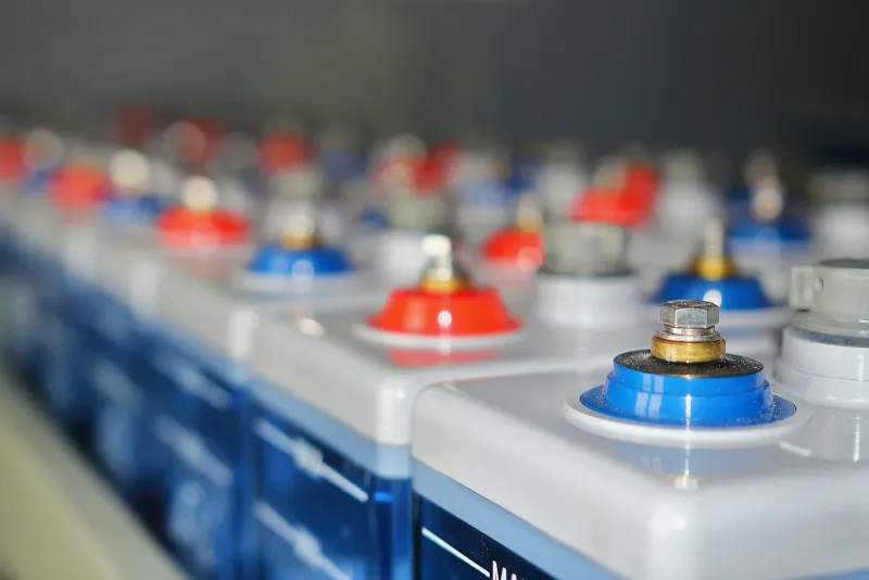 Tenergy: rechargeable batteries direct from a California maker Close-up of rows of batteries with red and blue terminal caps