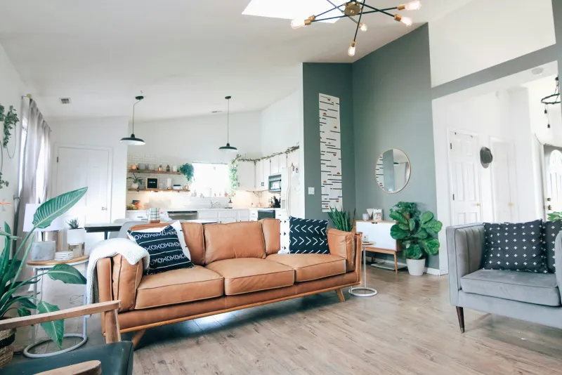 A bright, neatly furnished living room